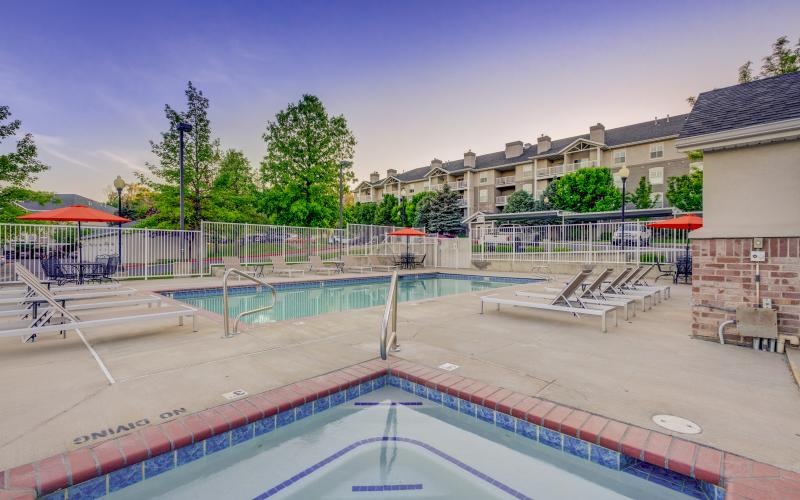 a swimming pool in a backyard